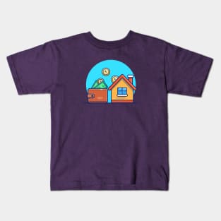 House With Wallet And Money Cartoon Kids T-Shirt